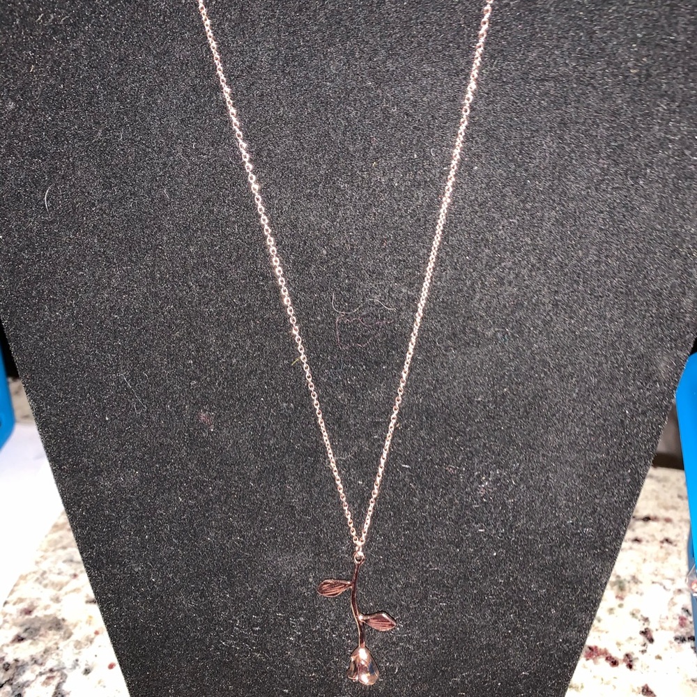 NWT rose gold necklace with rose pendant